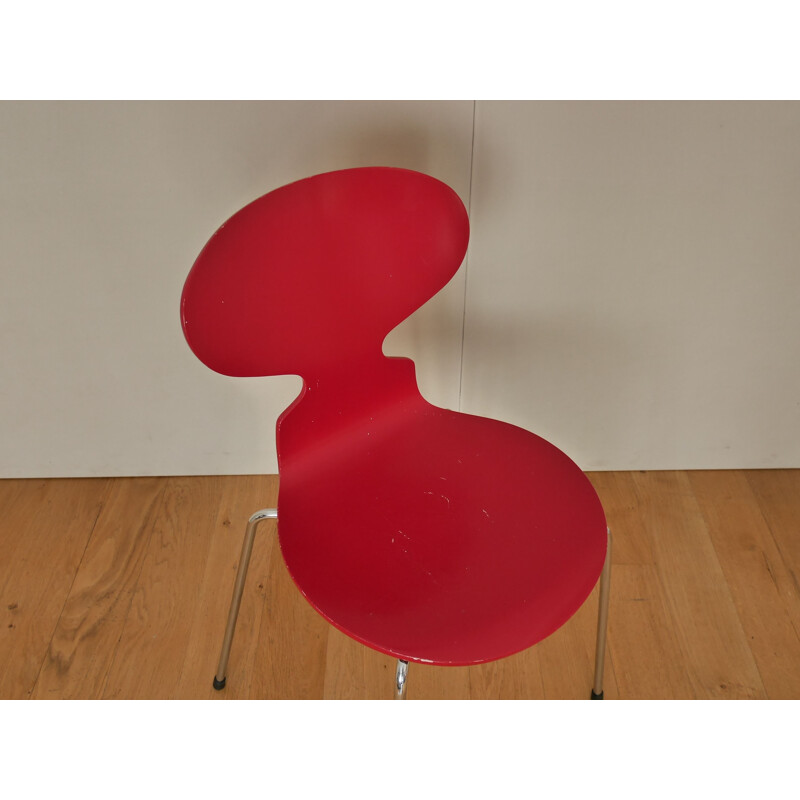 Vintage red "Ant" chair by Arne Jacobsen