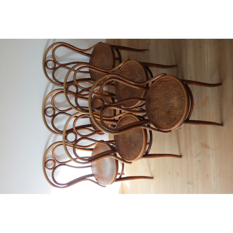 Set of 6 dining chairs by J and J Kohn in beechwood