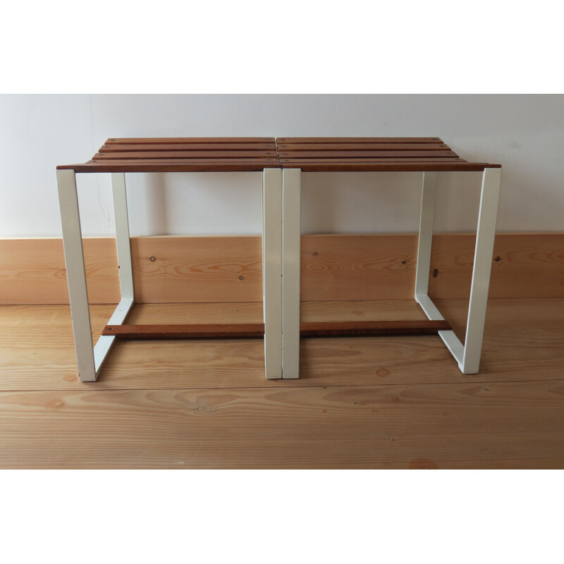 Set of 2 vintage stools in teak