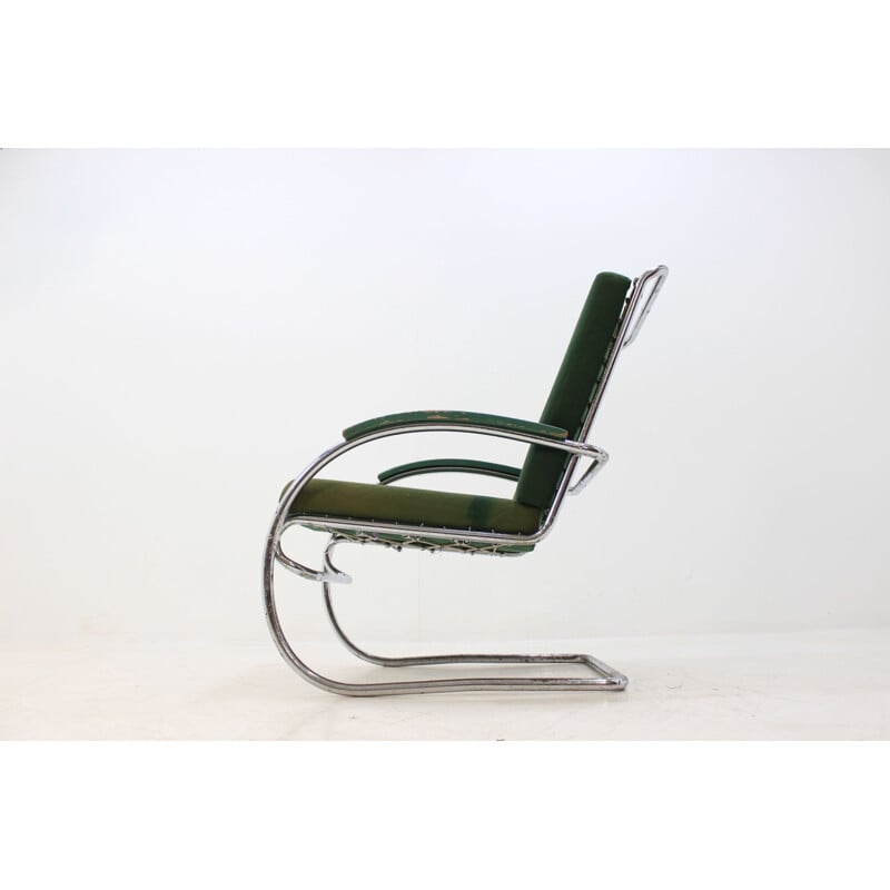Vintage armchair in green chrome by Anton Lorenz for Thonet, 1930