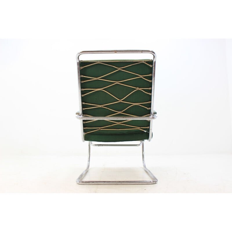 Sillón vintage en cromo verde de Anton Lorenz para Thonet, 1930