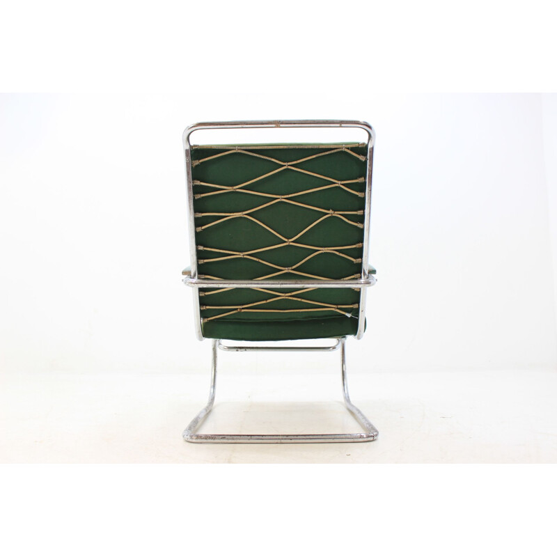 Vintage armchair in green chrome by Anton Lorenz for Thonet, 1930