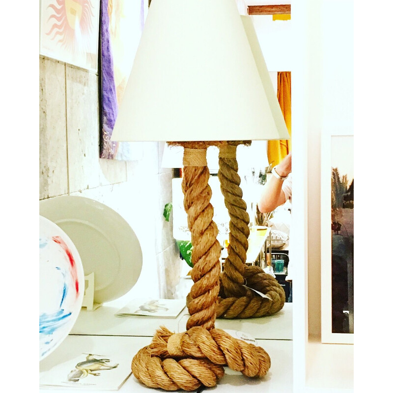 Grande Lampe de table vintage en corde 