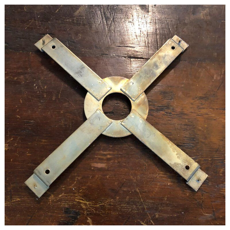 Vintage Italian ceiling light in squared brass and glass