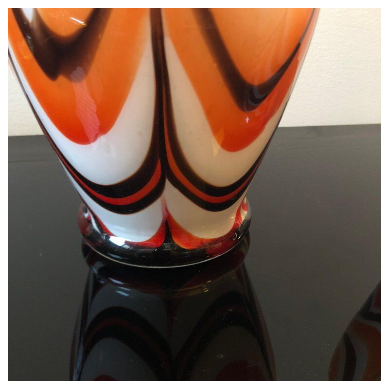 Suite de 2 vases italiens vintage en verre de Murano par Carlo Moretti pour Opaline Florence