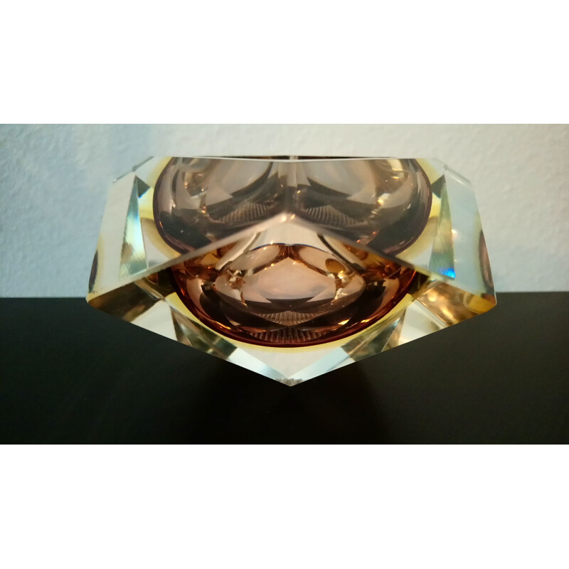 Vintage ashtray in Sommerso crystal of Murano by Alessandro Mandruzzato