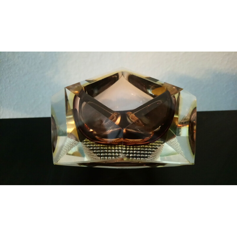 Vintage ashtray in Sommerso crystal of Murano by Alessandro Mandruzzato