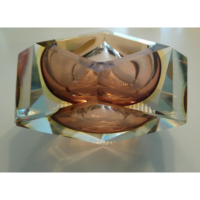 Vintage ashtray in Sommerso crystal of Murano by Alessandro Mandruzzato