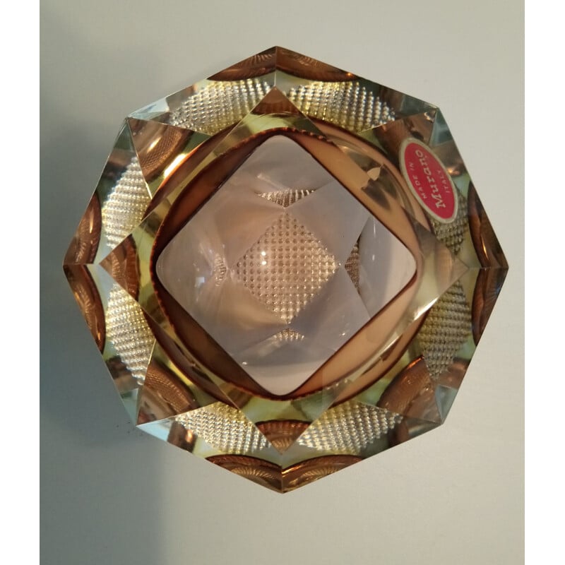 Vintage ashtray in Sommerso crystal of Murano by Alessandro Mandruzzato