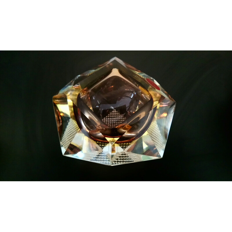Cendrier vintage en cristal Sommerso de Murano par Alessandro Mandruzzato