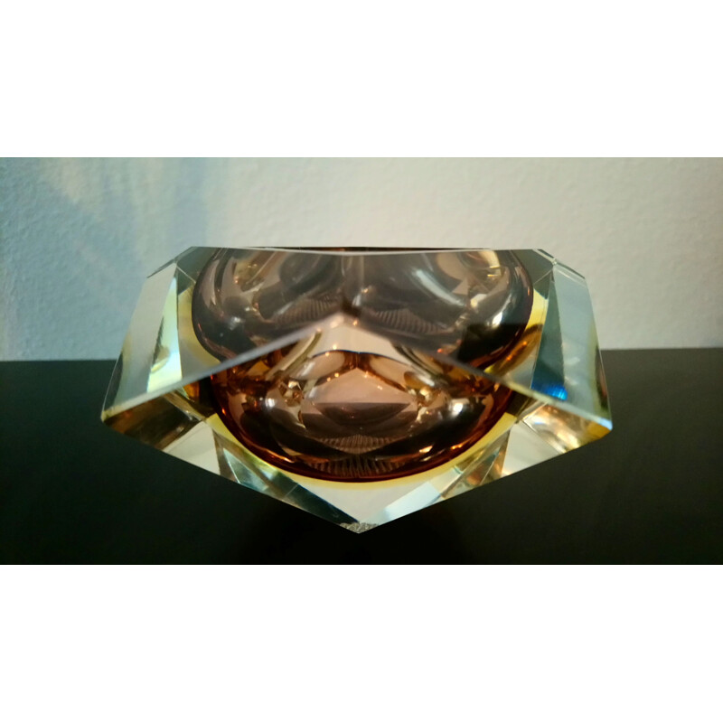 Vintage ashtray in Sommerso crystal of Murano by Alessandro Mandruzzato