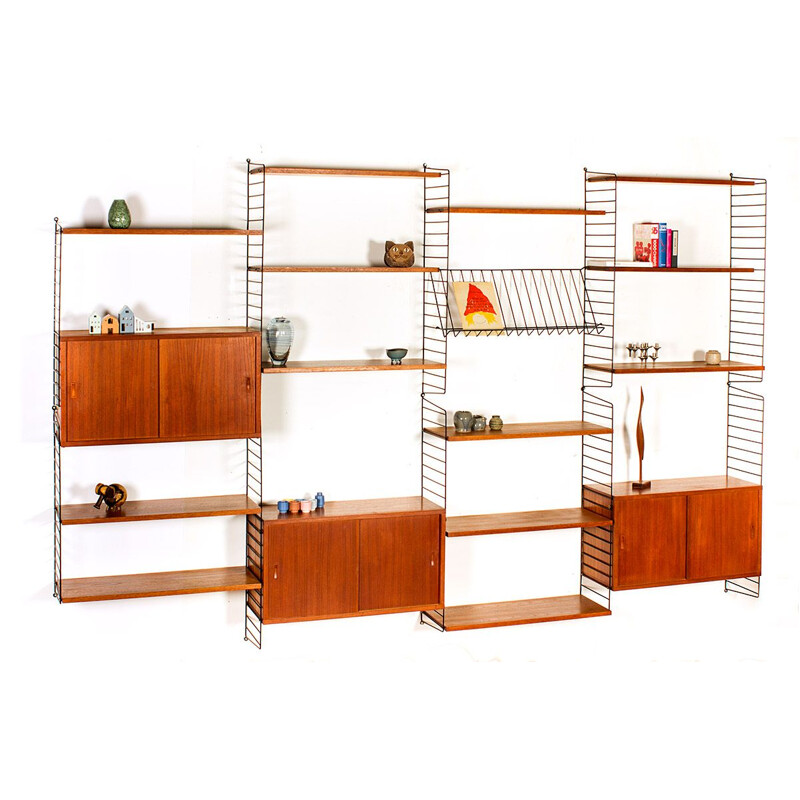 Vintage Swedish wall system in teak by Nisse & Kajsa Strinning for String