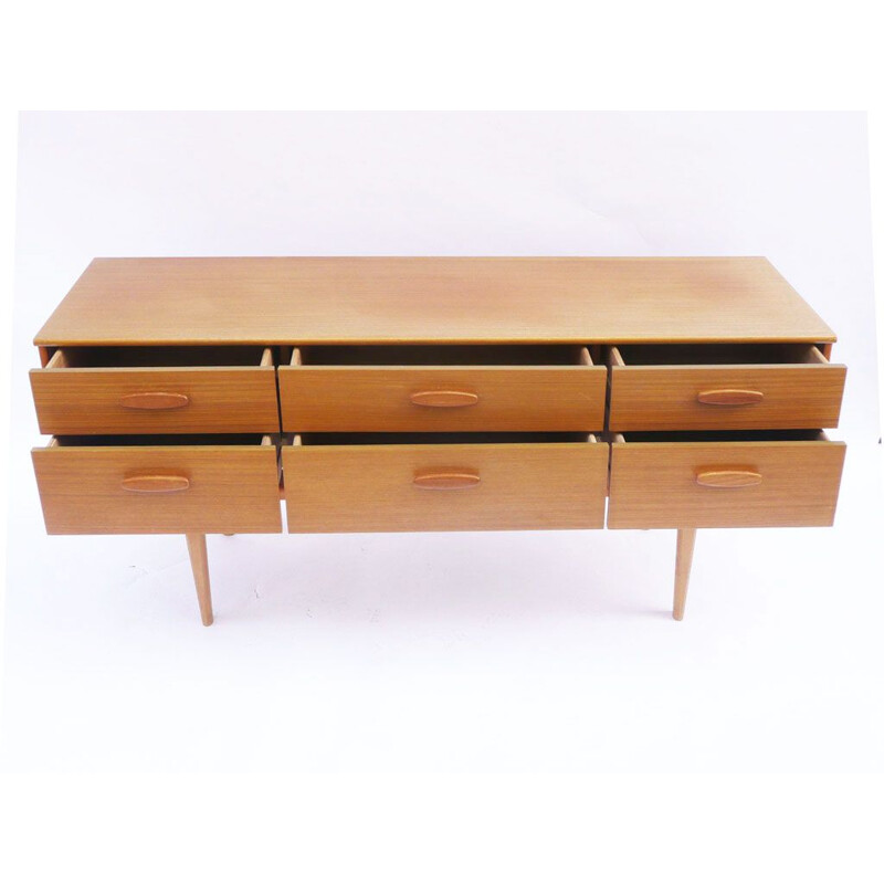 Vintage Scandinavian sideboard with 6 drawers