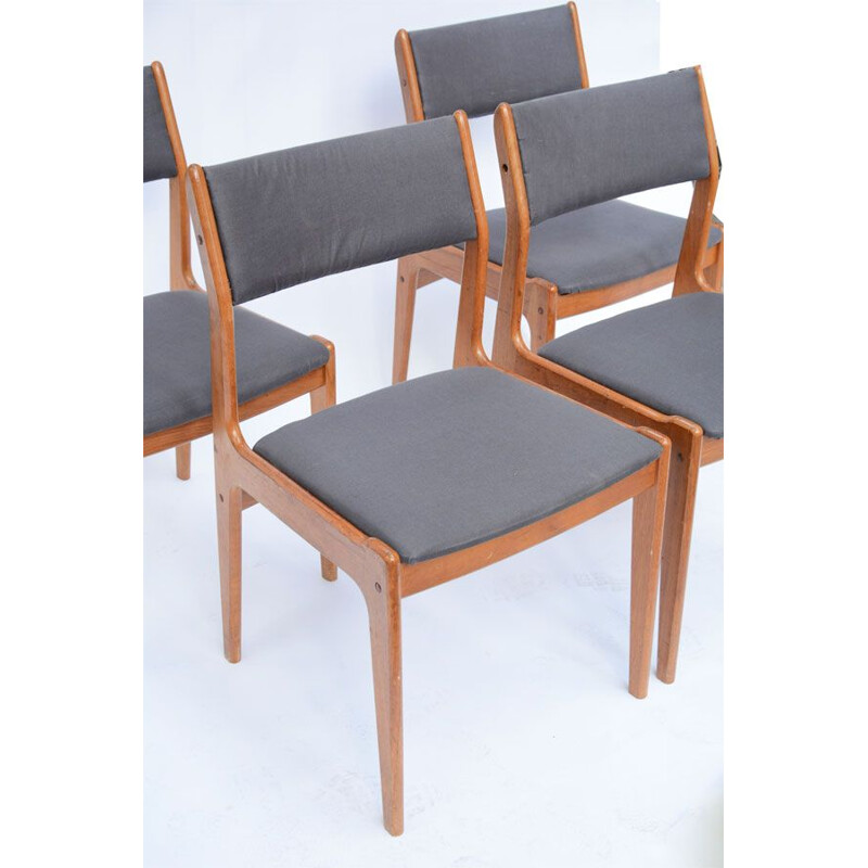 Set of 4 vintage Scandinavian chairs in grey fabric