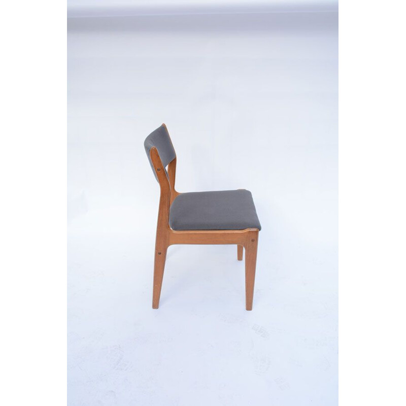 Set of 4 vintage Scandinavian chairs in grey fabric