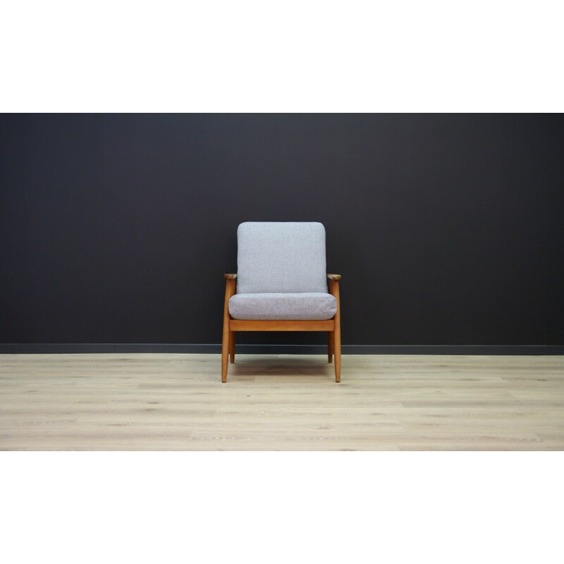 Vintage grey armchair in teak