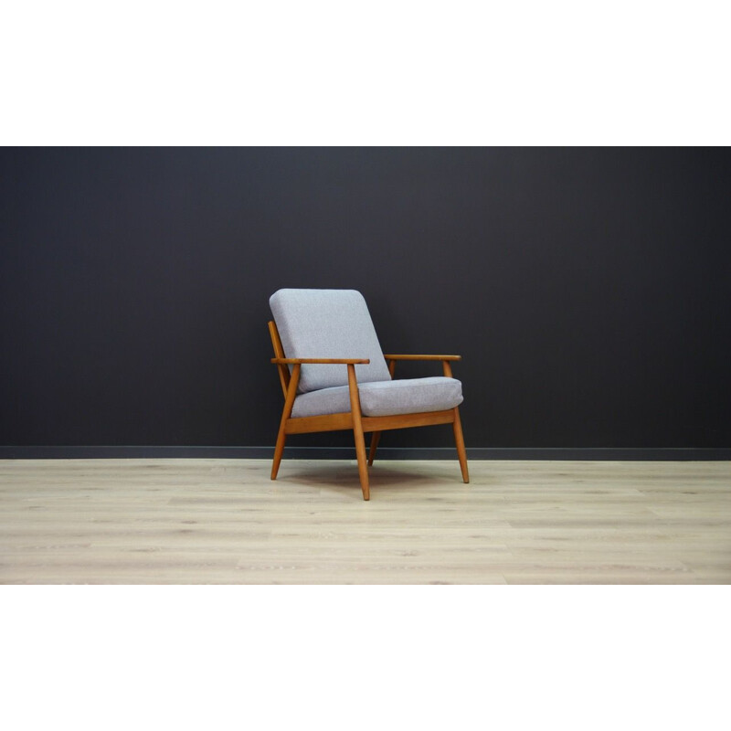 Vintage grey armchair in teak