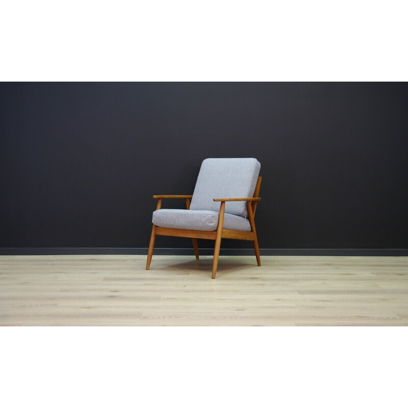 Vintage grey armchair in teak