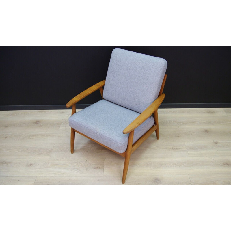 Vintage grey armchair in teak