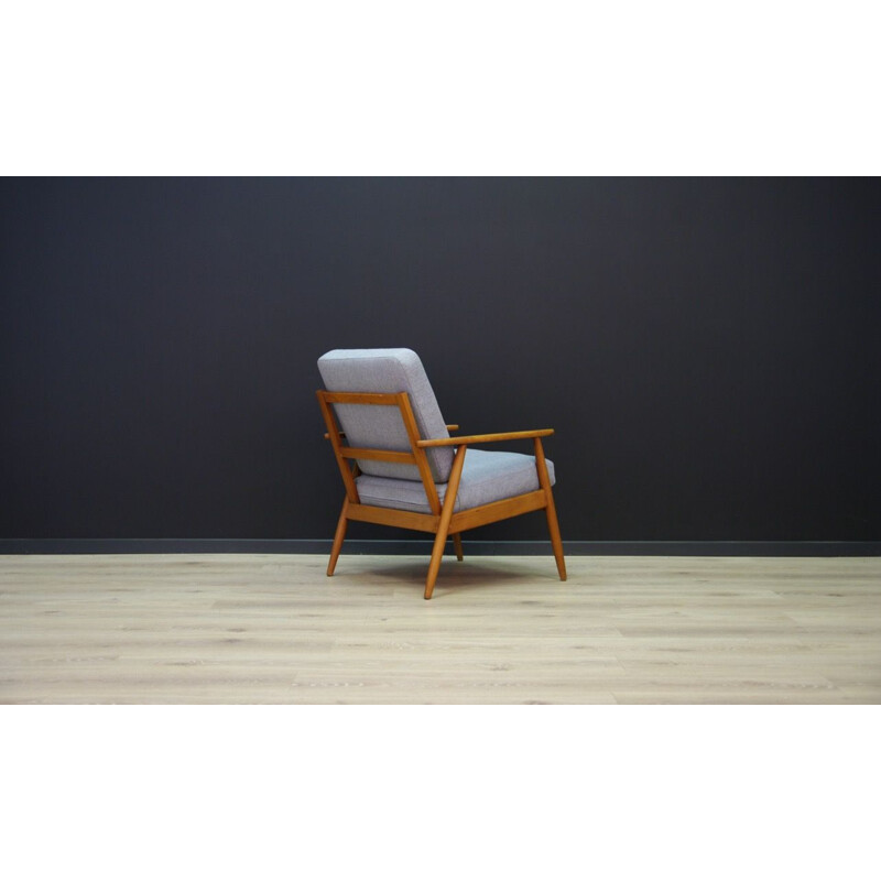 Vintage grey armchair in teak