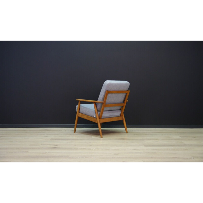 Vintage grey armchair in teak