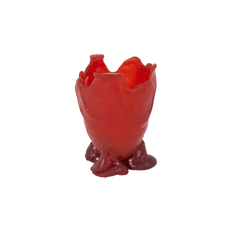 Vintage red resin vase by Gaetano Pesce