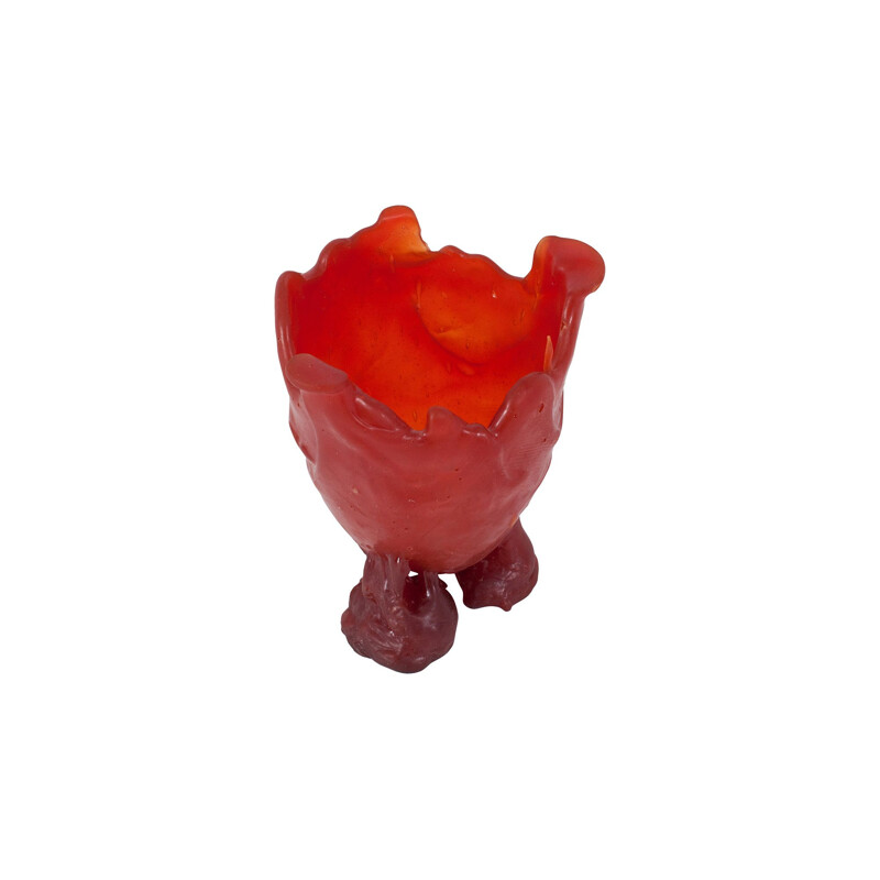 Vintage red resin vase by Gaetano Pesce