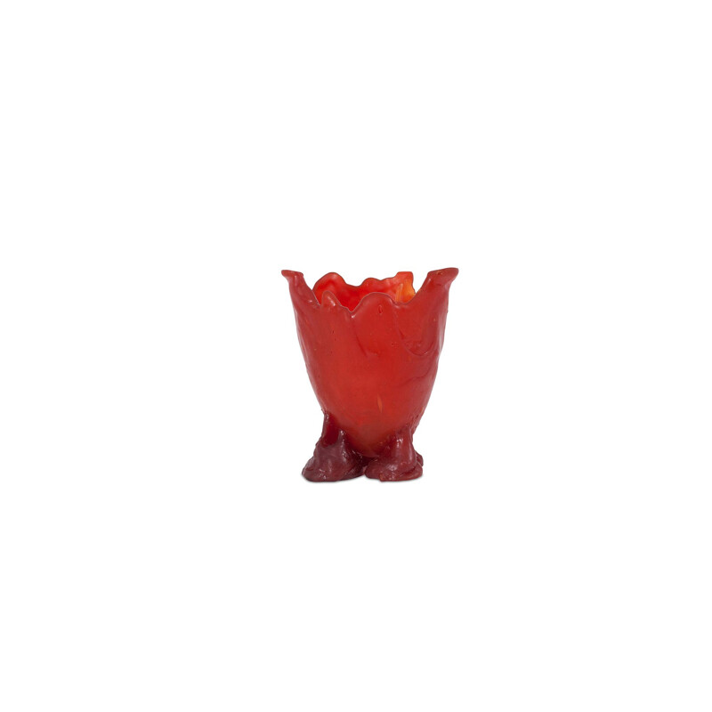 Vintage red resin vase by Gaetano Pesce