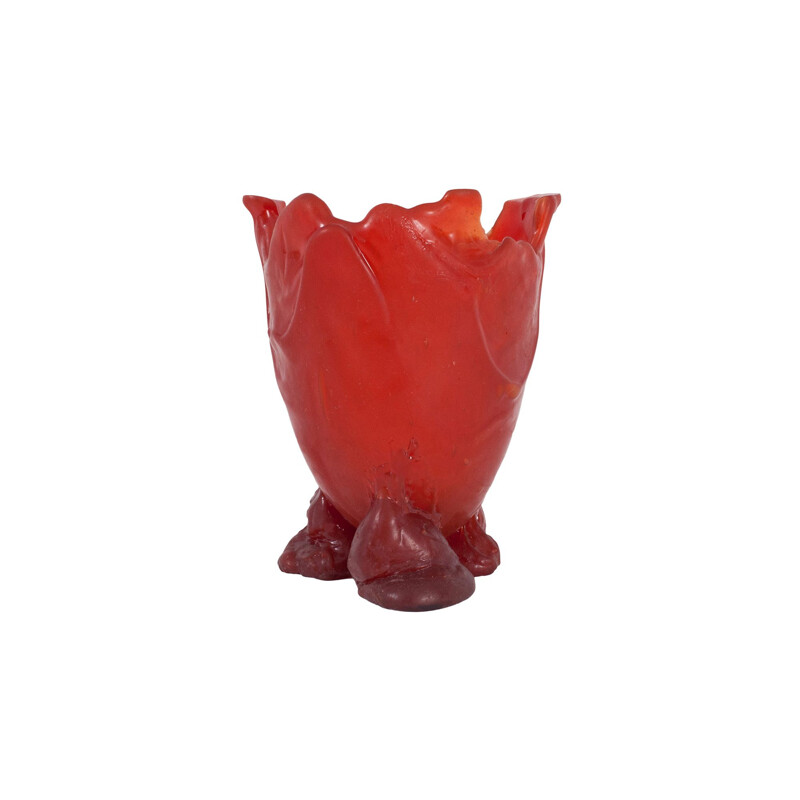 Vintage red resin vase by Gaetano Pesce