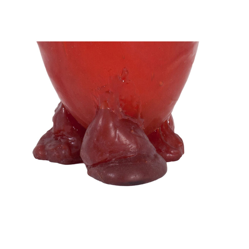 Vintage red resin vase by Gaetano Pesce