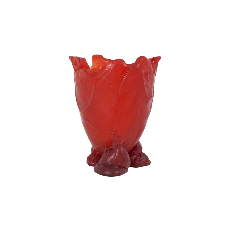 Vintage red resin vase by Gaetano Pesce