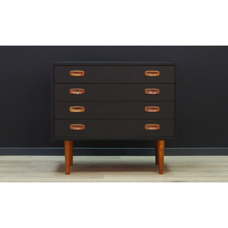 Vintage Danish design chest of drawers in black wood