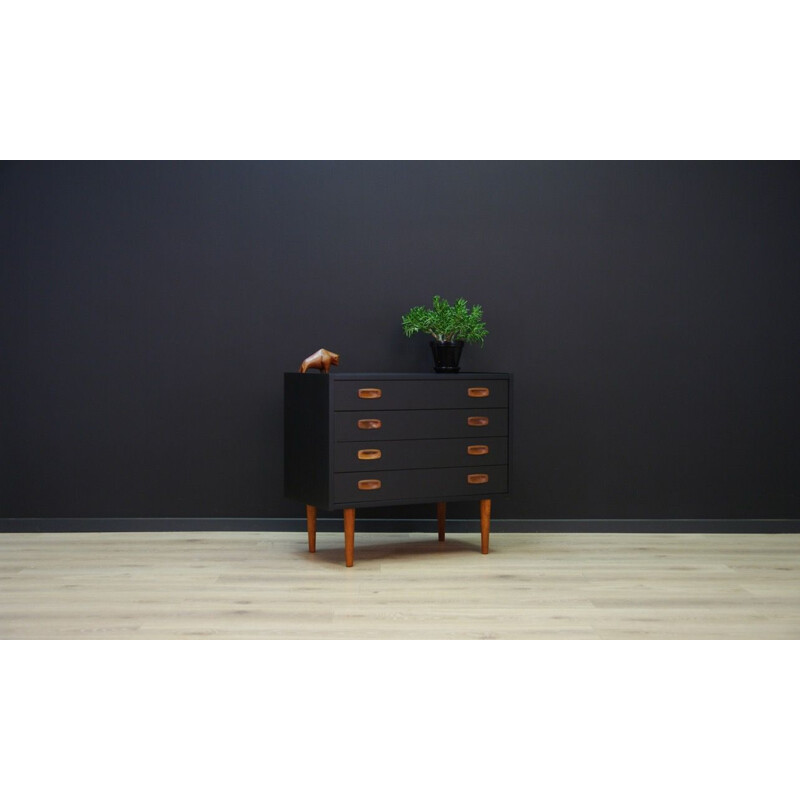 Vintage Danish design chest of drawers in black wood