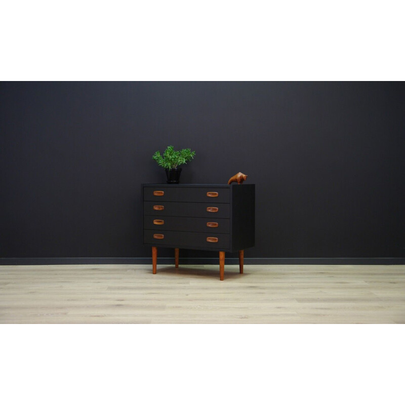 Vintage Danish design chest of drawers in black wood