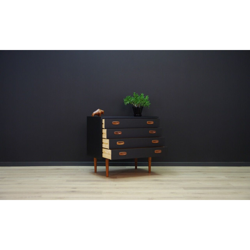 Vintage Danish design chest of drawers in black wood