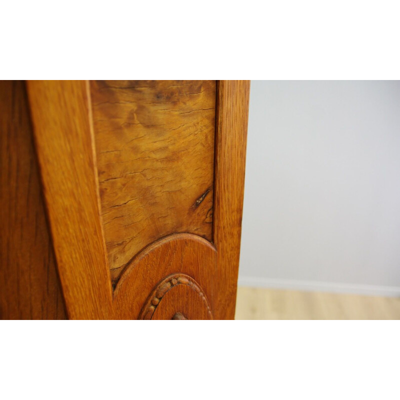 Vintage bookcase in beechwood and glass doors 1940s