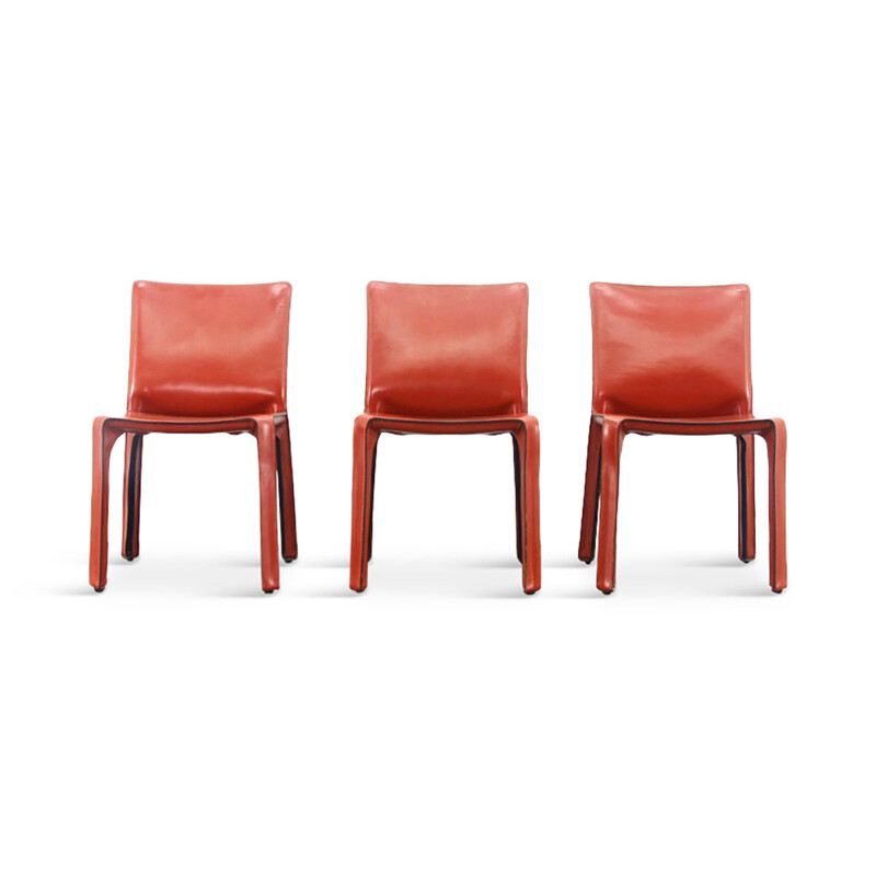 Cab Chairs in Oxblood red Leather Mario Bellini 1977