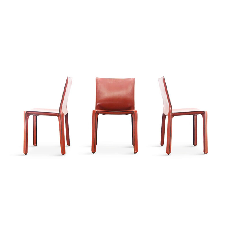 Cab Chairs in Oxblood red Leather Mario Bellini 1977