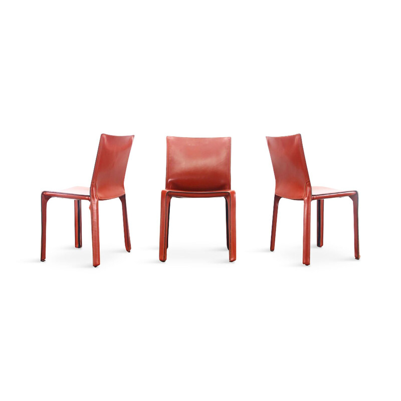 Cab Chairs in Oxblood red Leather Mario Bellini 1977
