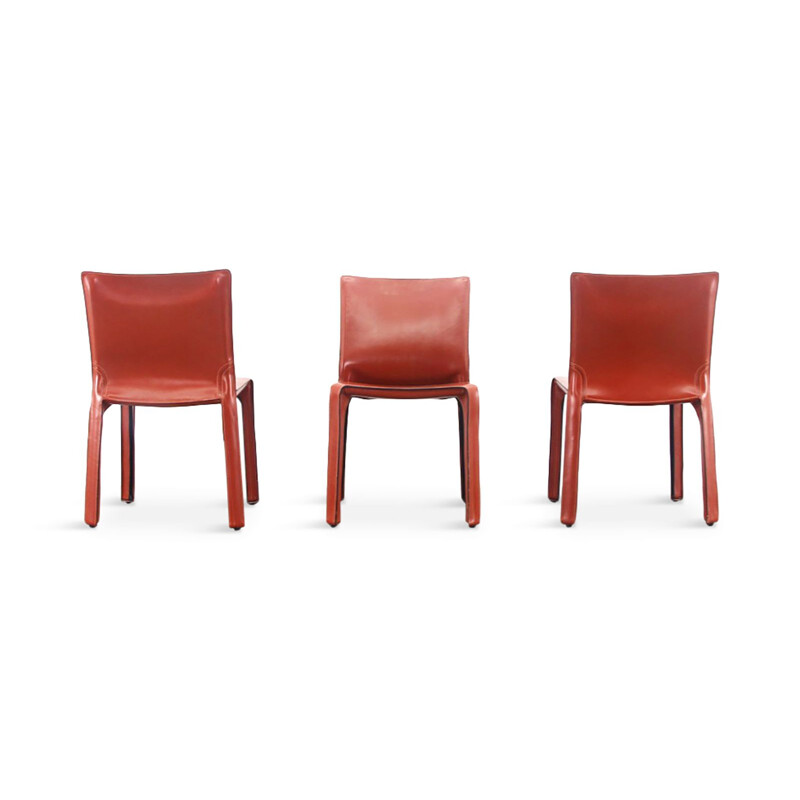 Cab Chairs in Oxblood red Leather Mario Bellini 1977