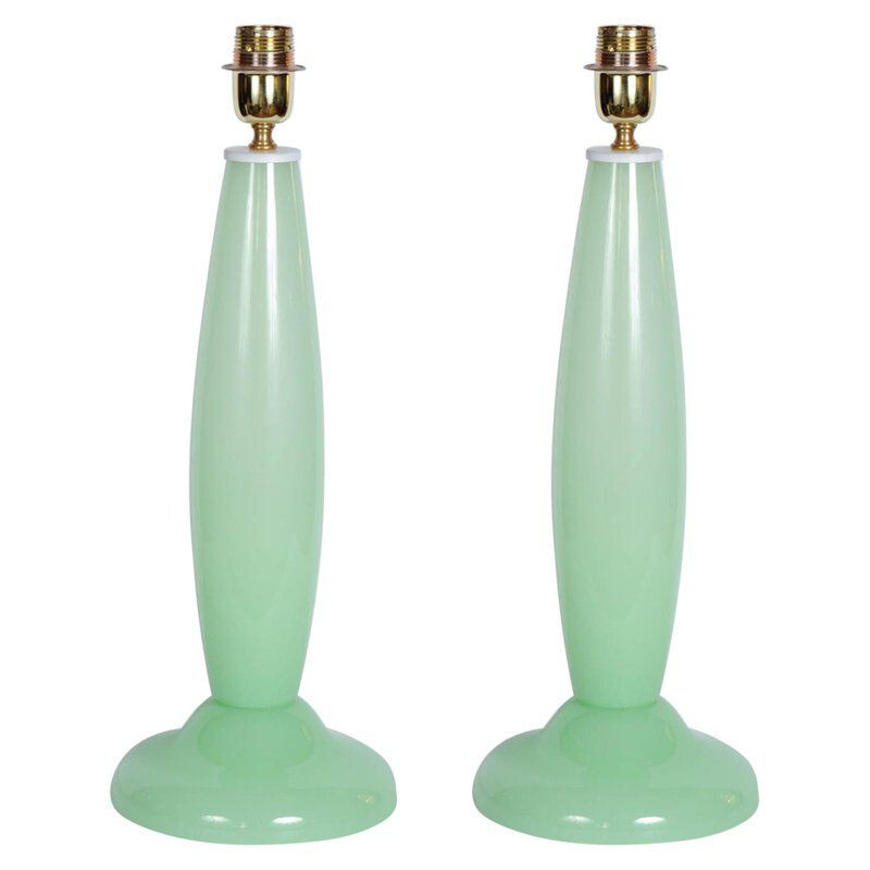 2 vintage green Murano glass lamps 1970