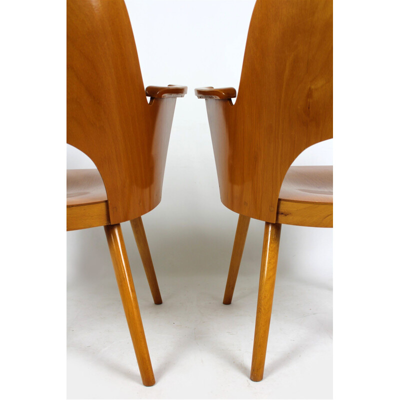 2 vintage wooden chairs by Lubomír Hofmann 1950