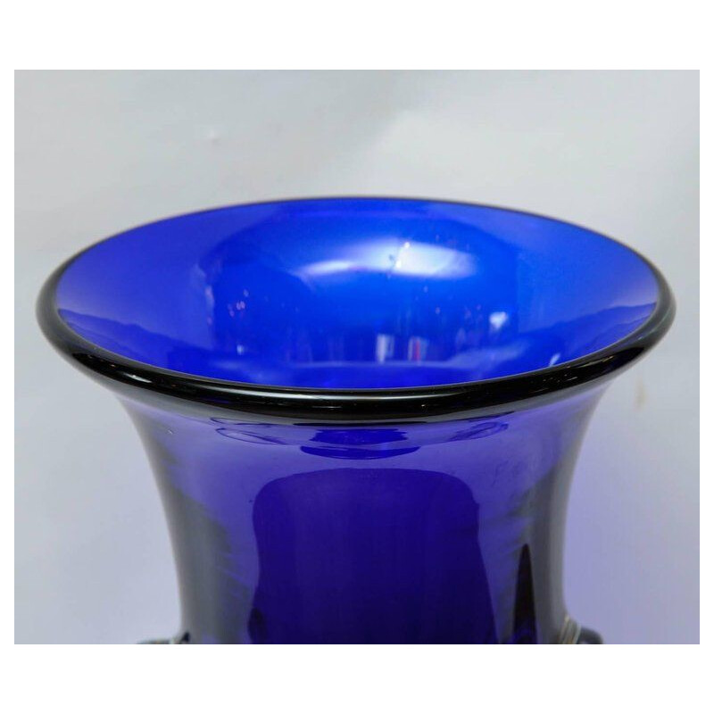 Suite de 2 vases vintage bleus en verre de Murano