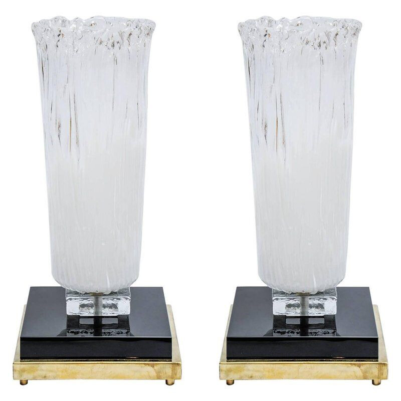 Set of 2 vintage table lamps in Murano glass