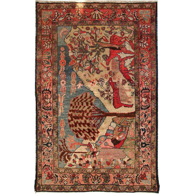 Vintage handmade Persian Malayer rug 
