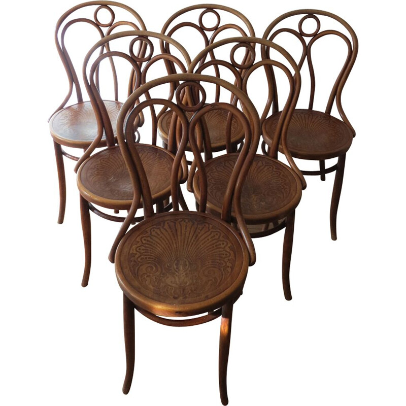 Set of 6 dining chairs by J and J Kohn in beechwood