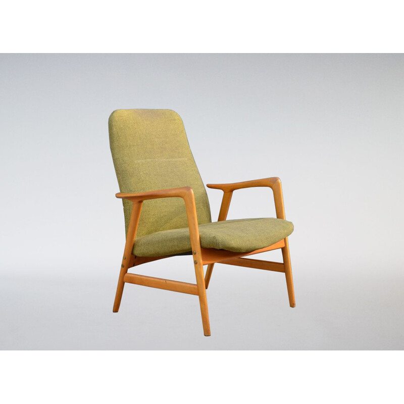 Vintage Scandinavian green armchair "Kontour" by Alf Svensson for Ljungs Industrier