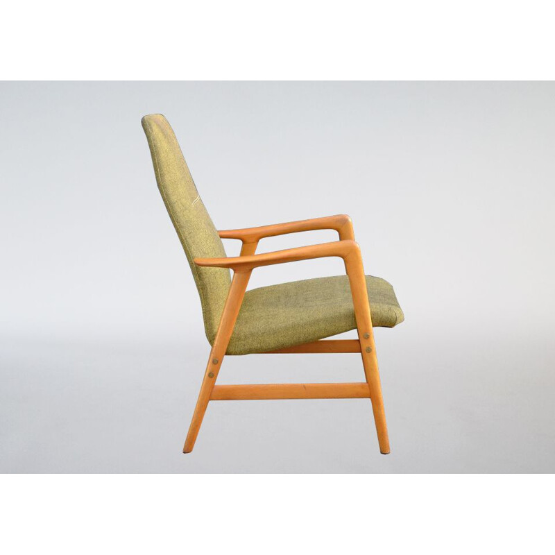 Vintage Scandinavian green armchair "Kontour" by Alf Svensson for Ljungs Industrier