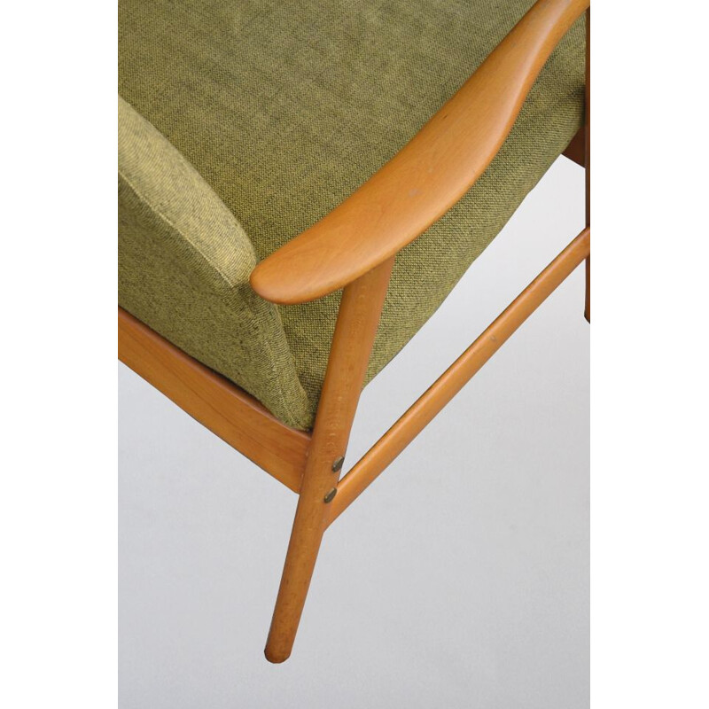 Vintage Scandinavian green armchair "Kontour" by Alf Svensson for Ljungs Industrier