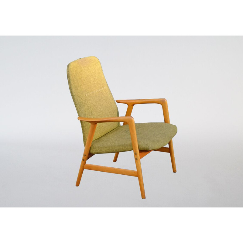 Vintage Scandinavian green armchair "Kontour" by Alf Svensson for Ljungs Industrier
